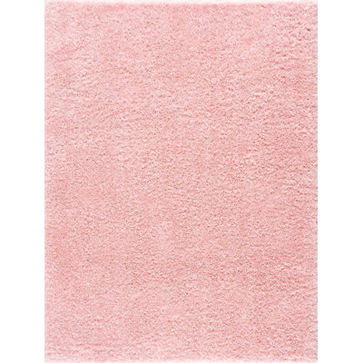 Libero Solid Shag Pink Area Rug