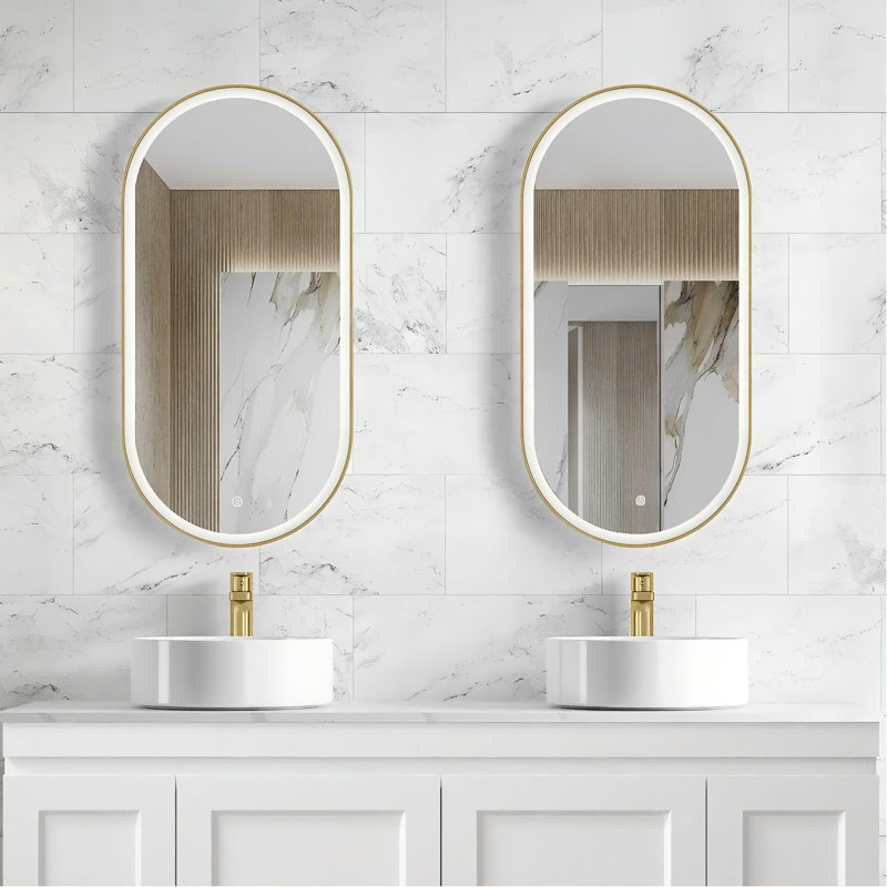 Miroir de salle de bain à DEL, miroir de meuble-lavabo à intensité variable avec cadre
