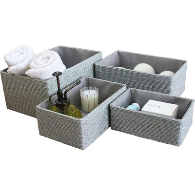LA JOLIE MUSE Storage Baskets Set 4 - Stackable Woven Basket Pap...