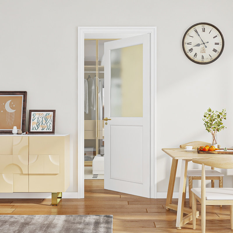 Portes intérieures en bois massif, design moderne en verre givré pour une utilisation polyvalente