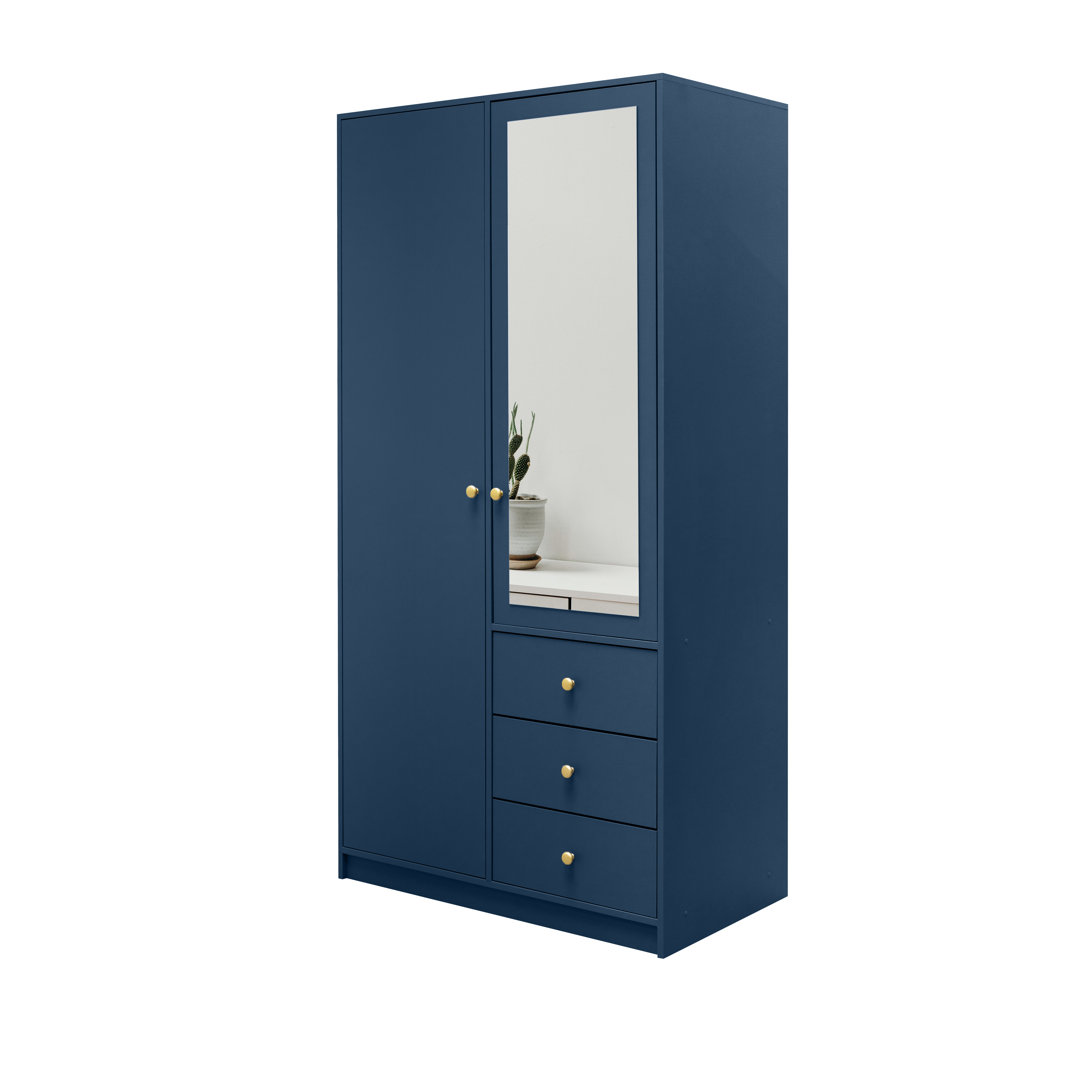 Chic Plum Siena II D2 Wardrobe 100cm – Functional Storage with Mirror Elegance