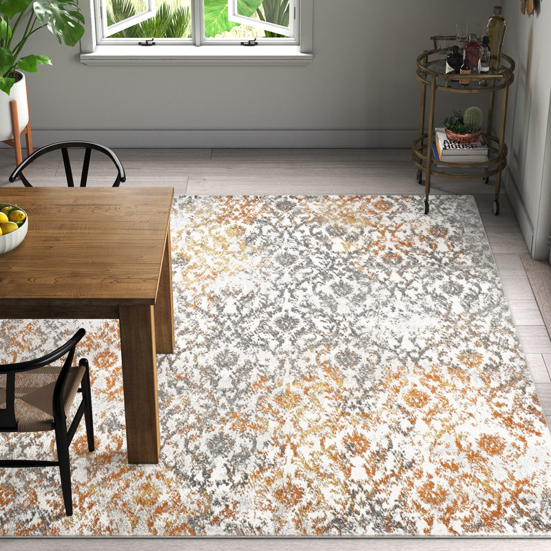 Christa Gray/Orange Rug, Rectangle 6'7" x 9'2"