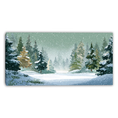 Evergreen Snowfall Meadow Wrapped Canvas Wall Art