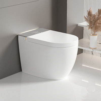 Modern Integrated Smart Toilet, Auto Open/Close Lid, Temperature Heating Seat, Instant Warm Water Cleaning, Can Automatically Flush, Remote Control Flush, Foot Sensing Flush