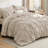 Bedsure Cal King Burgundy Pintuck Bed-in-a-Bag - Beige Pinch Pleat Comforter Set with Sheets, Pillowcases & Shams (Set of 7)-105523219-105523224