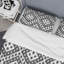 Motif ikat blanc et gris - ensemble de housse de couette abstrait - microfibre de polyester-144689899