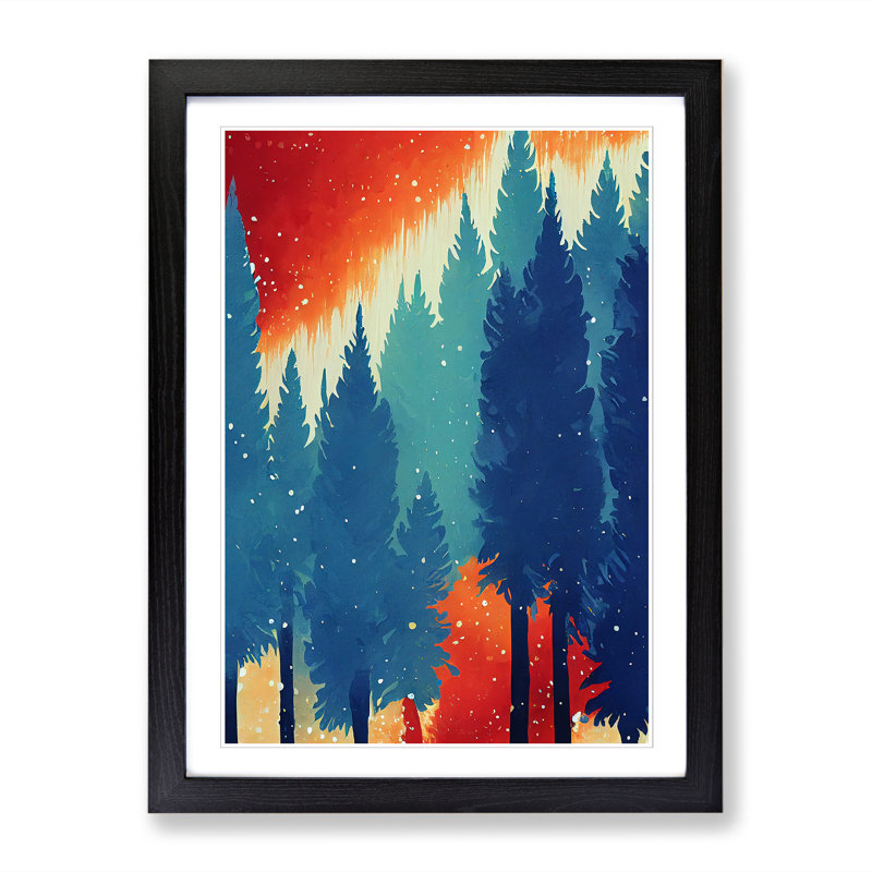 Winter Forest Splash 1 Piece Single Picture Frame Painting, 34cm H x 25cm W x 2cm D, Black
