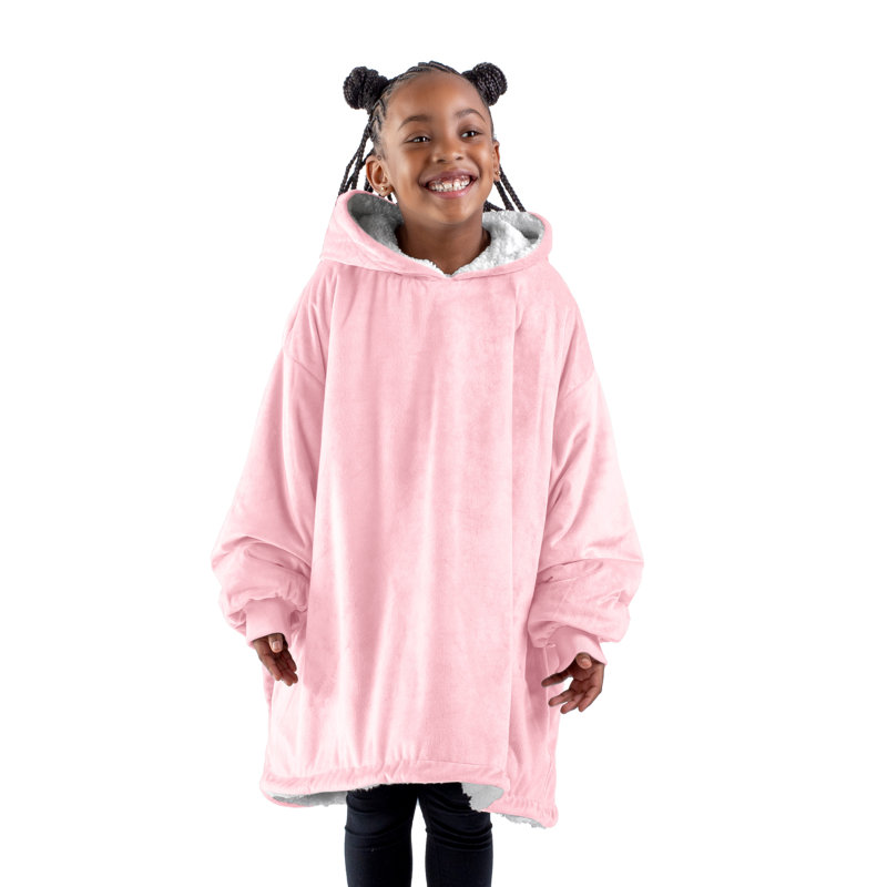 Couverture en sherpa à capuche portable, Rose clair, Jeunesse