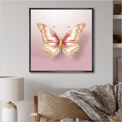 «Pink and Gold Butterfly I», reproduction d'art sur toile