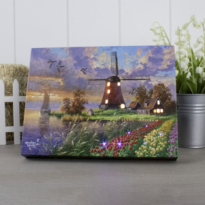 Tulip Farm 8X6 Lighted Tabletop Canvas