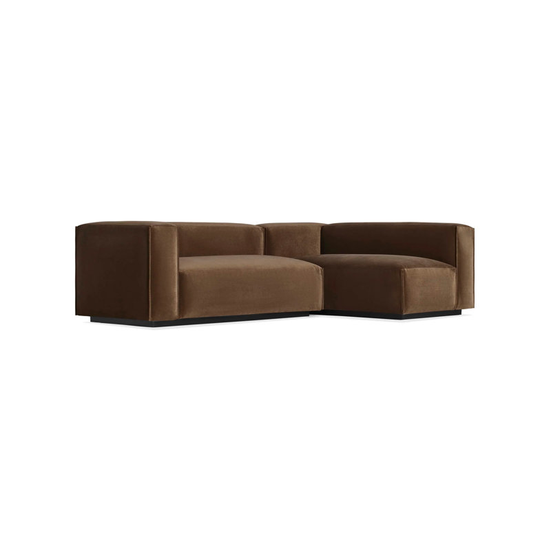 Petit canapé modulaire Cleon, Face à la gauche, Mélange de polyester café velours