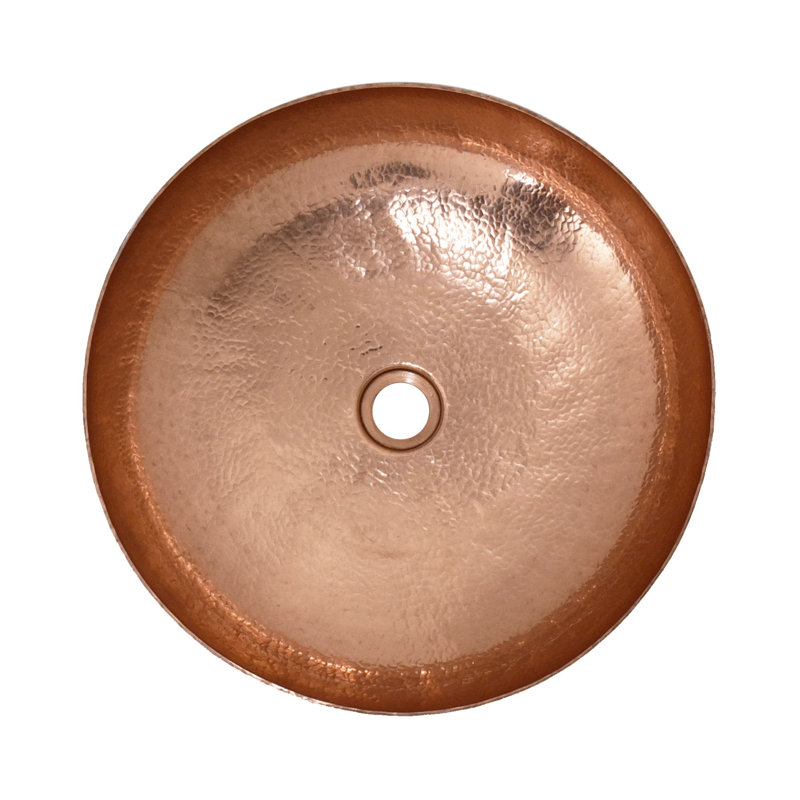 Maestro Sonata Hand-Hammered Copper Round Vessel Bathroom Sink, Polished Copper