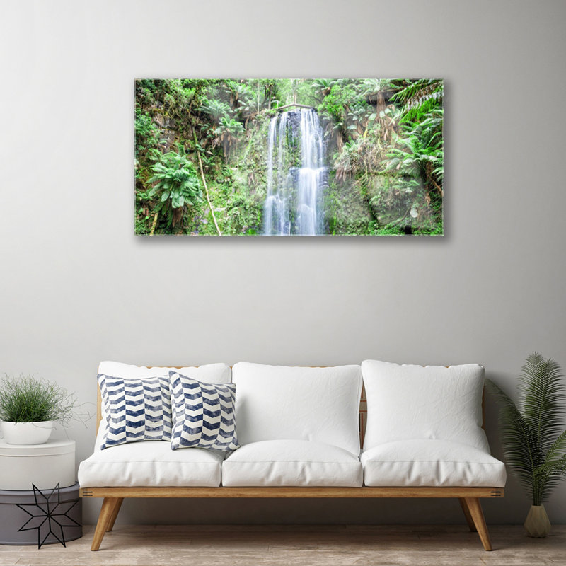 Nature Waterfall Trees - No Frame Print on Glass