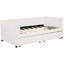 Lit de jour simple beige avec support pour le dos ergonomique et 2 tiroirs - Tête de lit à rayures classique pour une chambre à coucher élégante-205062390