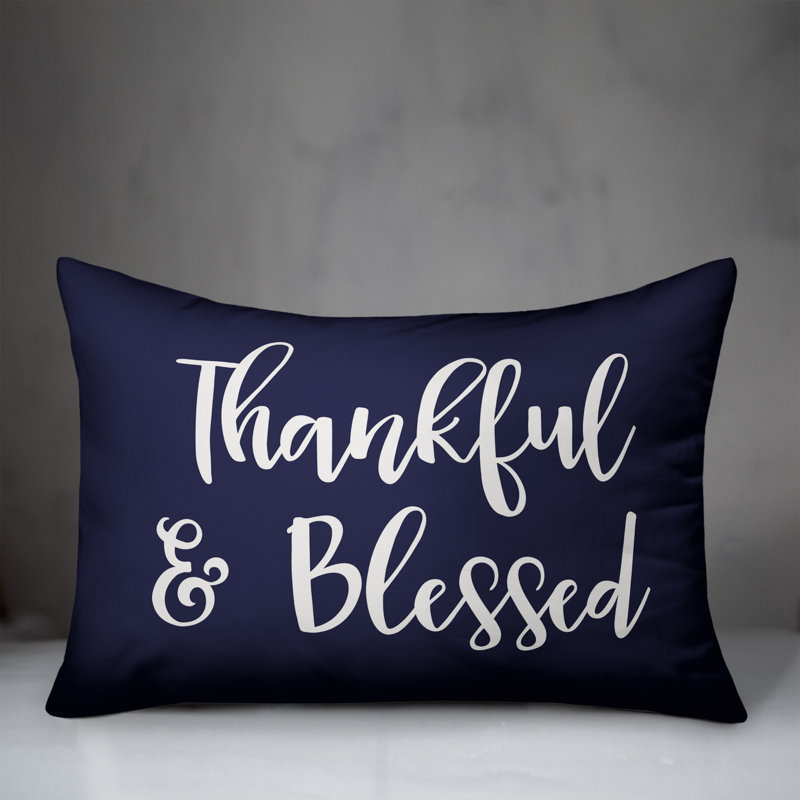 Navy and White Reversible Lumbar Throw Pillow