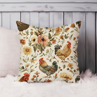 Animals Rustic Farmhouse Chickens Pattern II Farm Animals Chicken Pillow Cover