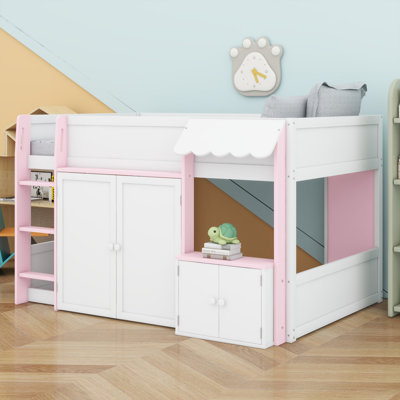 Stylish Kids Loft House Bed Featuring Playhouse & Storage