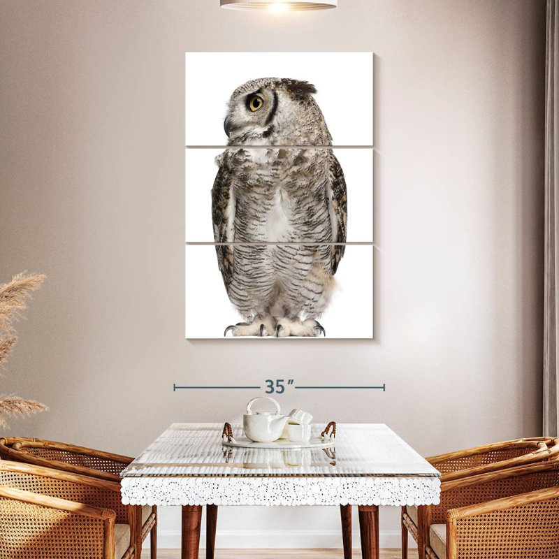 Hibou Brampt regardant de côté, H 50 po x l 32 po