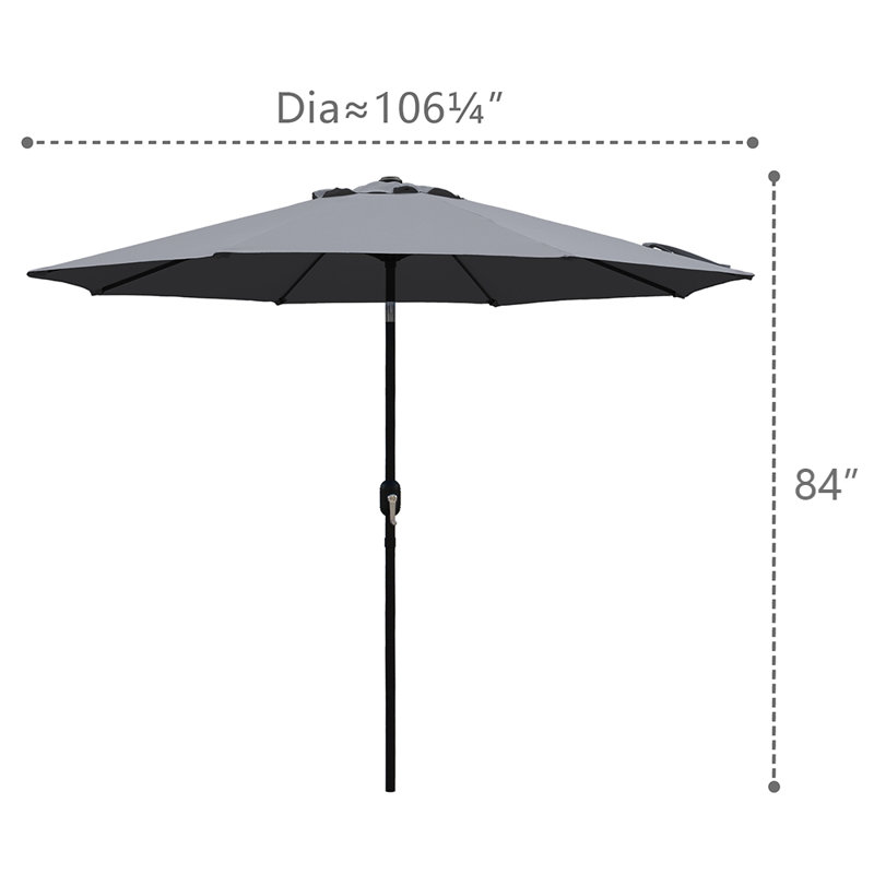 Parasol de marché inclinable Tempo de 2,74 m, Gris