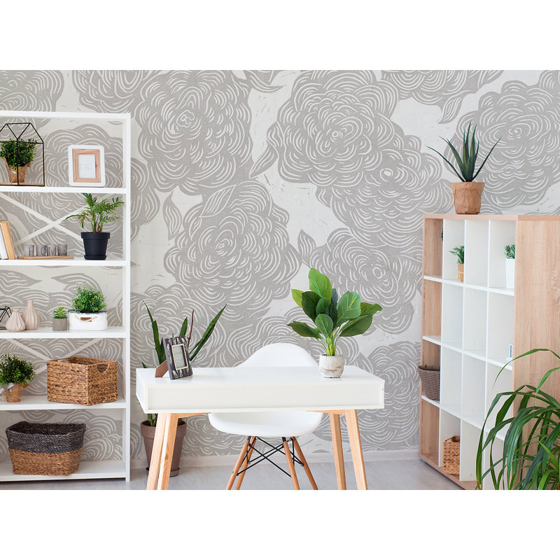 Roses Black Wall Mural, Grey