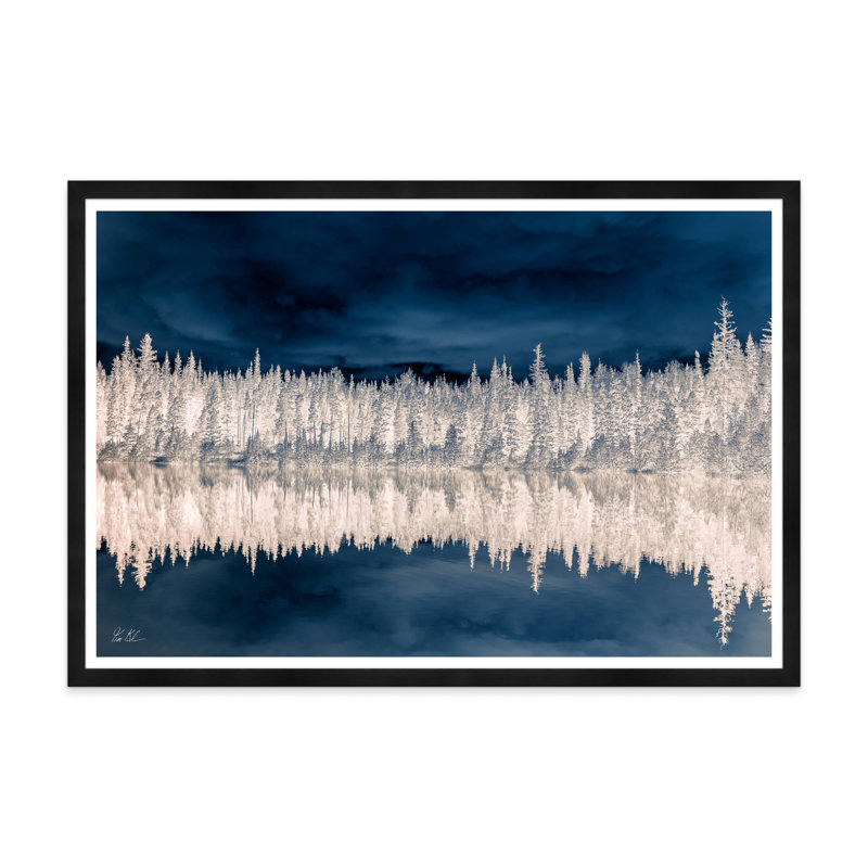 Paysage d'arbre réfléchissant indigo, Noir, H 35,5 po x l 54,75 po x P 1,5 po