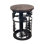 KODIAK IRON CYLINDER END TABLE WITH BEAR AND TREE ACCENT AND ROUGH SAWN TOP