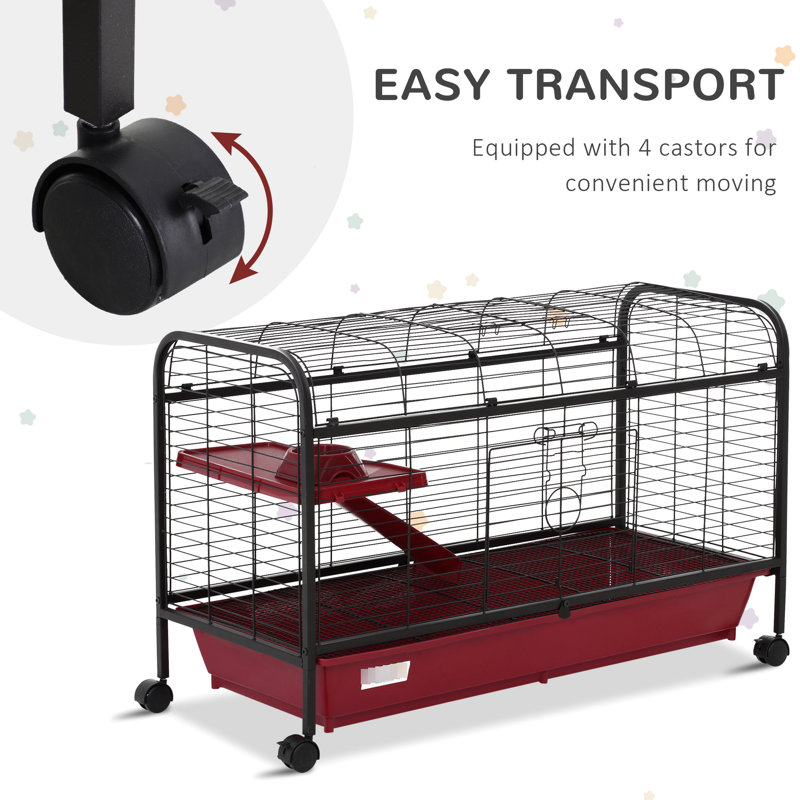 Lapin de 41,5 po avec plateforme pour petits lapins en cage, furets - rampe, roues stables