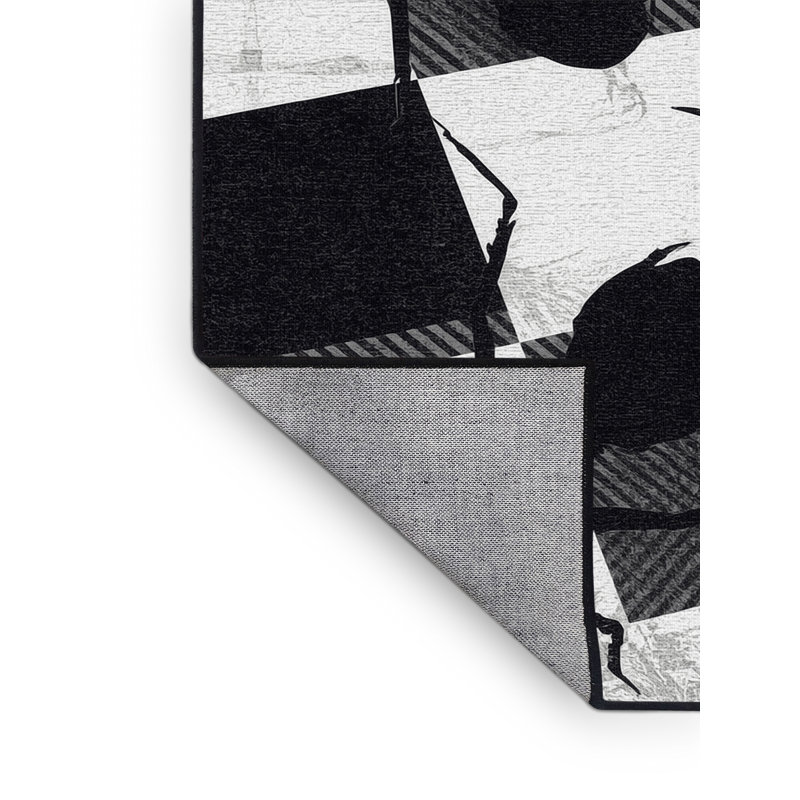 Machine Washable Ozgur Fire Ant Modern Checkered Rug in Gray – Black Binding, 8x10