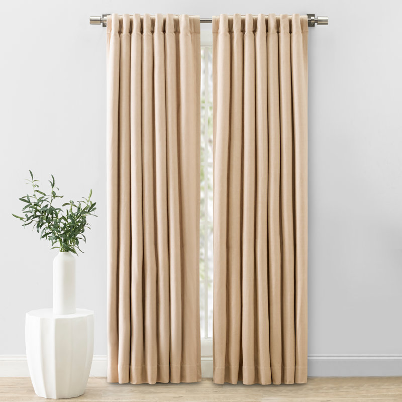 Rossa Premium 100% Cotton Herringbone Room Darkening Rod Pocket w/ Back Tabs Single Curtain Panel, Oatmeal, 48" W x 84" H