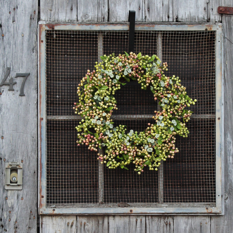 Couronne en soie pour porte d'entrée Pepperberry and Queen Anne's Lace, H 22 po x l 22 po x P 6 po