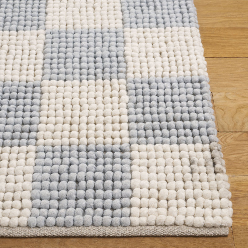Natura 288 Flatweave Wool/Cotton Checkered Rug in Light Blue/Ivory, Rectangle 8' x 10'