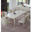 Table de salle à manger rectangulaire de luxe rectangulaire moderne avec plateau en pierre frittée brillante-110808635