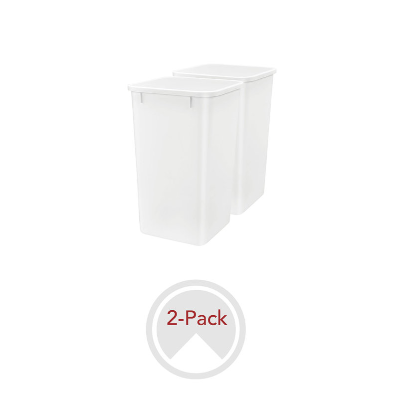 Rev-A-Shelf White Plastic Pull-Out Trash Bins, 2 Pack