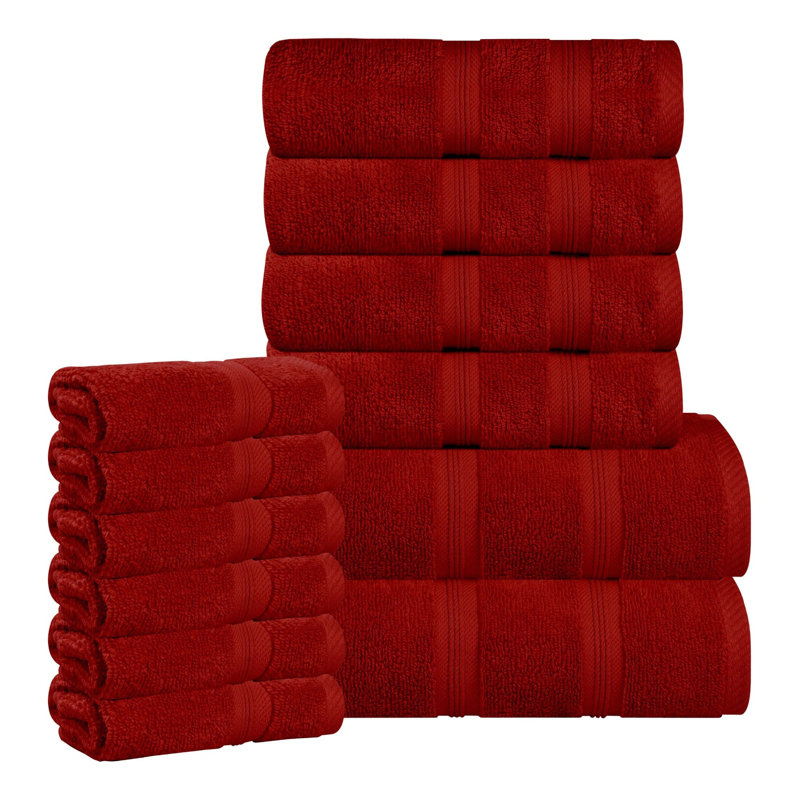  Smart Quick-Dry Zero Twist Cotton 12-Piece Towel Set, Crimson