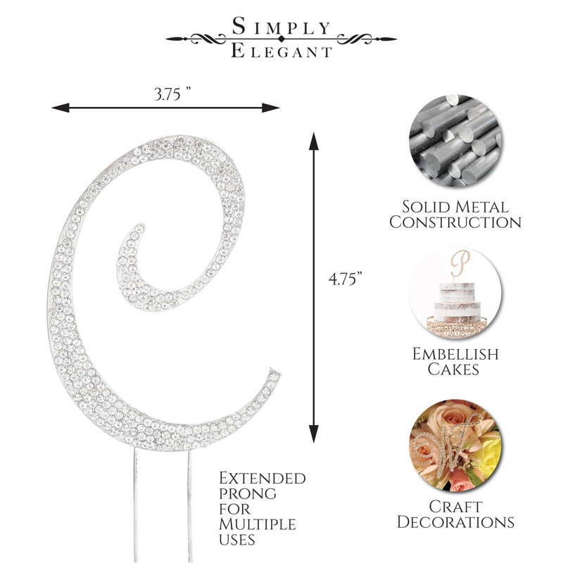 Surmatelas à gâteau "c" rhinestone, Argent