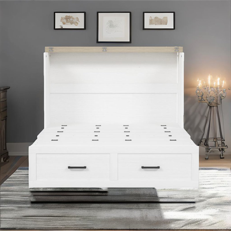 Lit armoire Murphy, Double, Blanc
