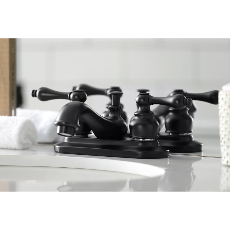 Elizabeth Centerset Bathroom Faucet with Drain Assembly, Matte Black