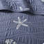 Literie réversible 4 pièces en coton bleu marine avec broderie, rembourrage matelassé double / grand, facile à nettoyer