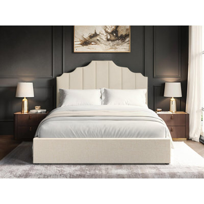 Margot Fabric Ottoman Bed Beige Double