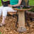Ashik Freestanding Ceramic Outdoor Bird Bath with UV-Resistant Brown Lava Finish