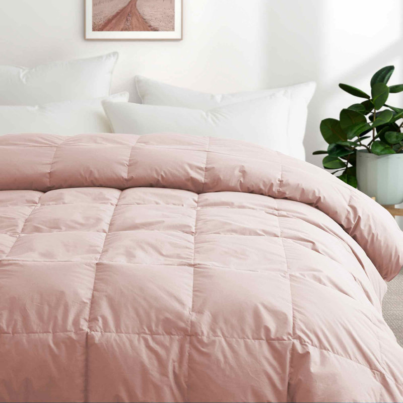 Insert de couette toutes saisons en plumes d'oie de coton biologique Puredown, Édredon simple, Rose