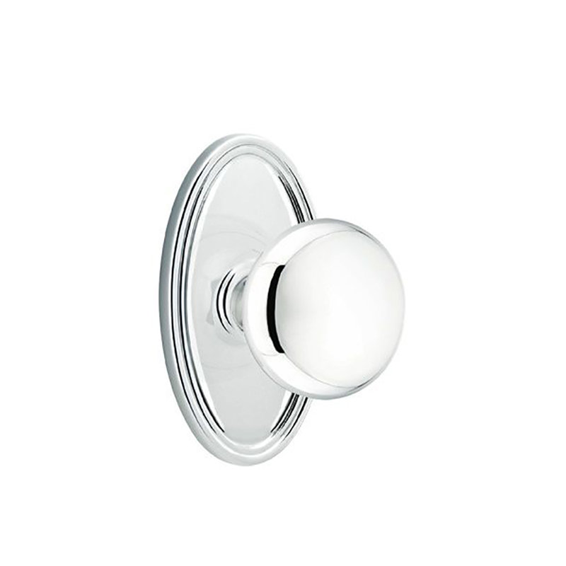 Ensemble de boutons d'intimité Emtek avec bouton ovale Roestte et Providence, Chrome poli