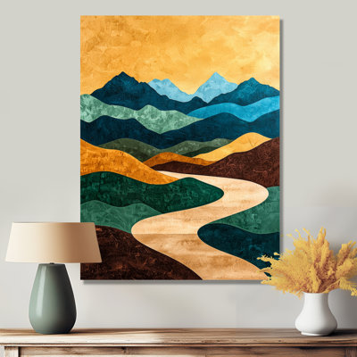 Desert Golden Pathway Of Sinai Mountains II - Landscapes Metal Art, Desert Metal Print