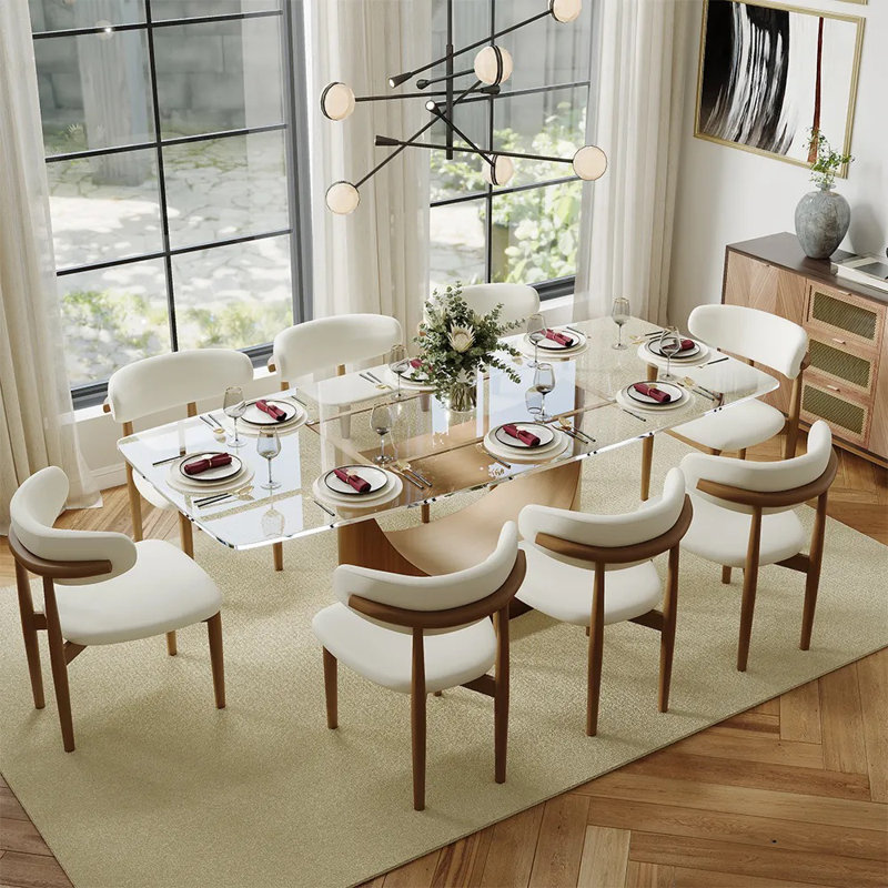 Table de salle à manger moderne en verre avec base en piédestal, Transparent/bronze, H 30,70 po x L 70,87 po x l 32,68 po