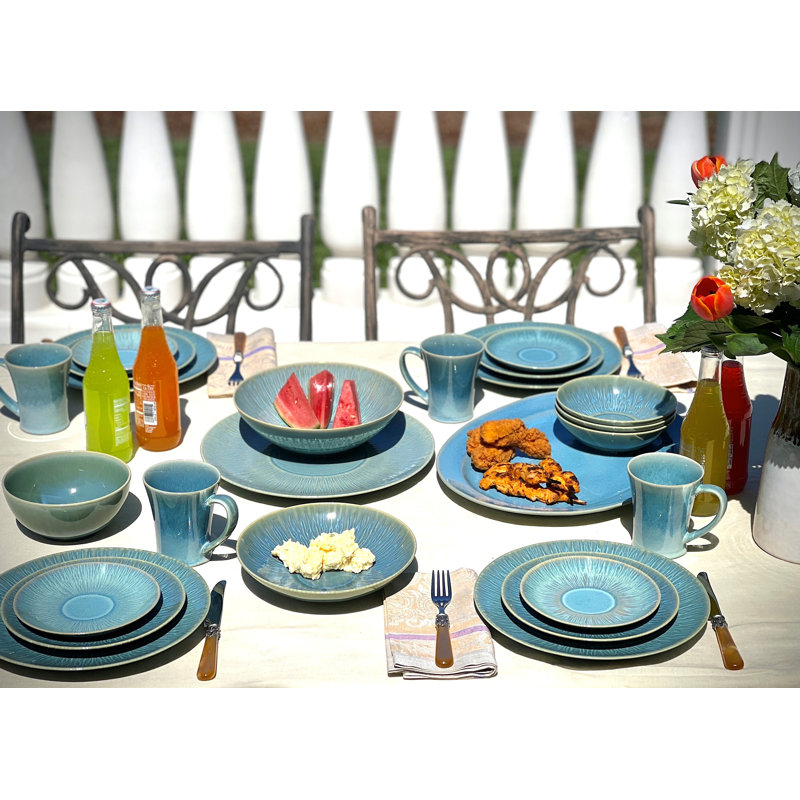Stillwater Azul Stoneware Platter, Green