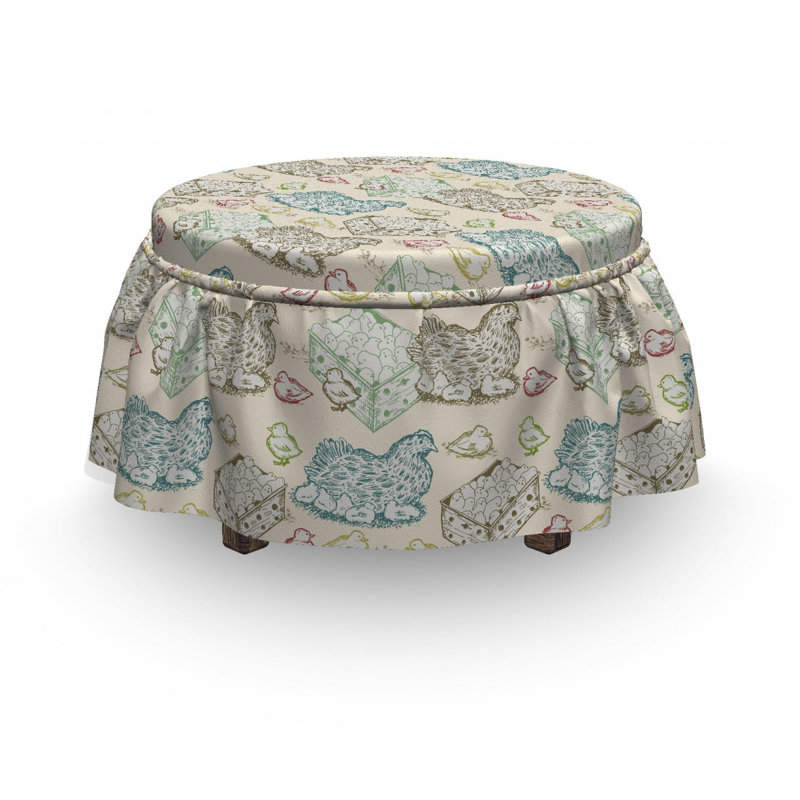 Housse pour repose-pieds à coussins carrés, Beige sans motif
