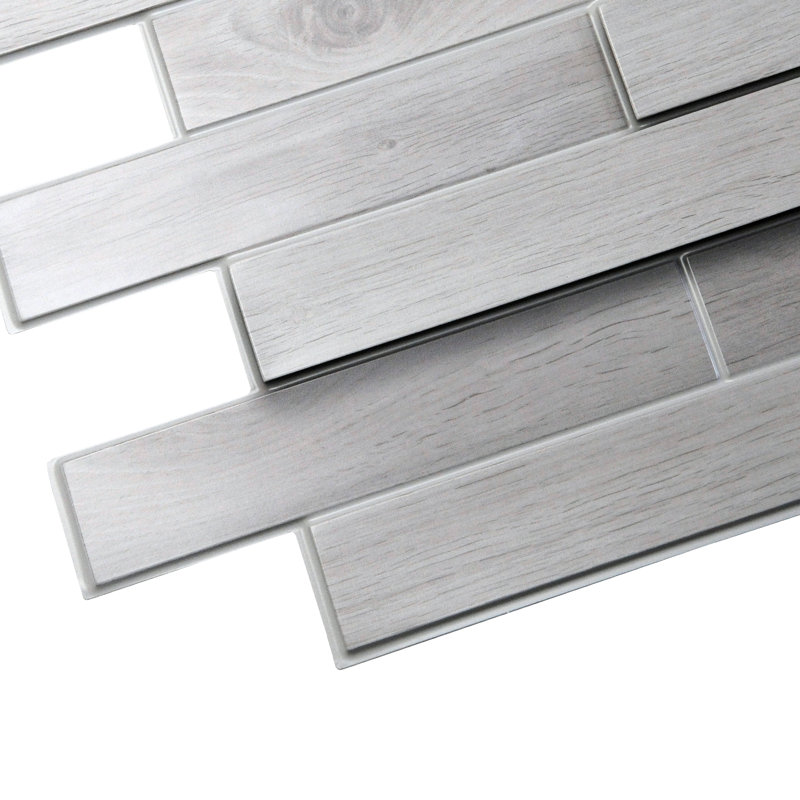 Panneau mural 3D 19 po x 39 po (paquet de 5), Blanc / gris