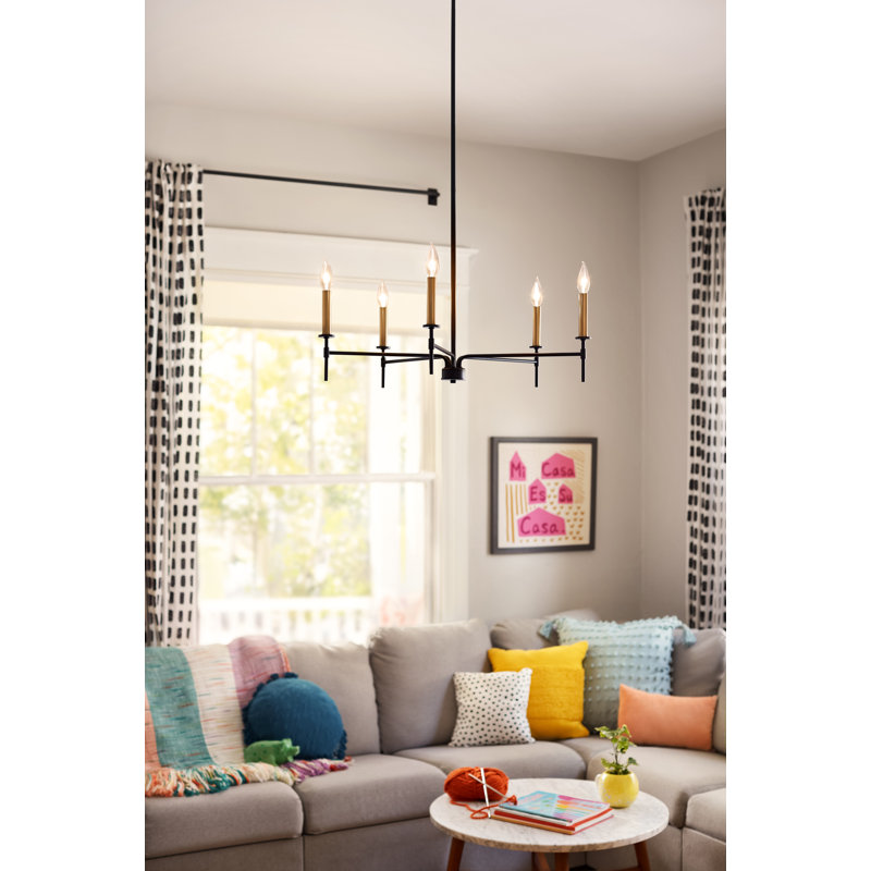 Hux Black and Lacquered Brass 5-Light Candle Chandelier