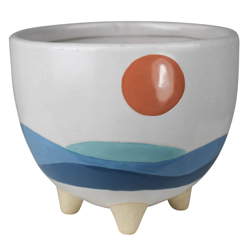 Ceramic Seascape Footed Cachepot