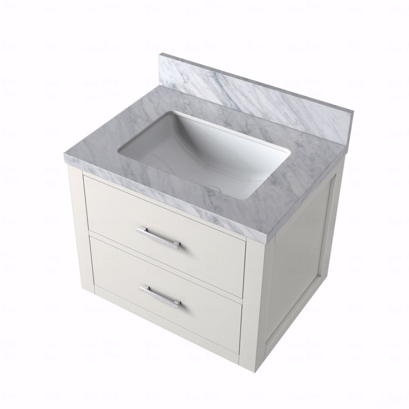 Meuble-lavabo simple 24 po de largeur x 18 po de profondeur, comptoir en acrylique, Blanc, Acrylique grise, 24"